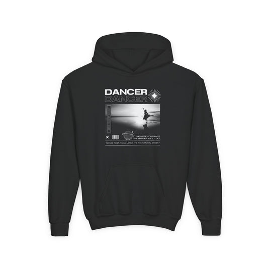 “Dancer” Arabesque on the Beach Graphic | Unisex Youth Hoodie – Streetwear-Inspired Ballet Dance Hoodie for Kids & Young Dancers