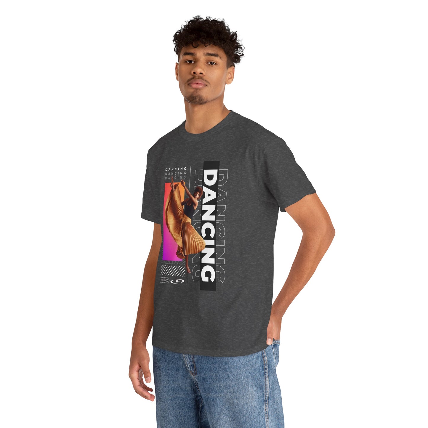 “Dancing” Streetwear-Inspired Female Dancer Unisex Heavy Cotton Tee – Urban Dance Graphic T-Shirt for Performers and Dance Lovers