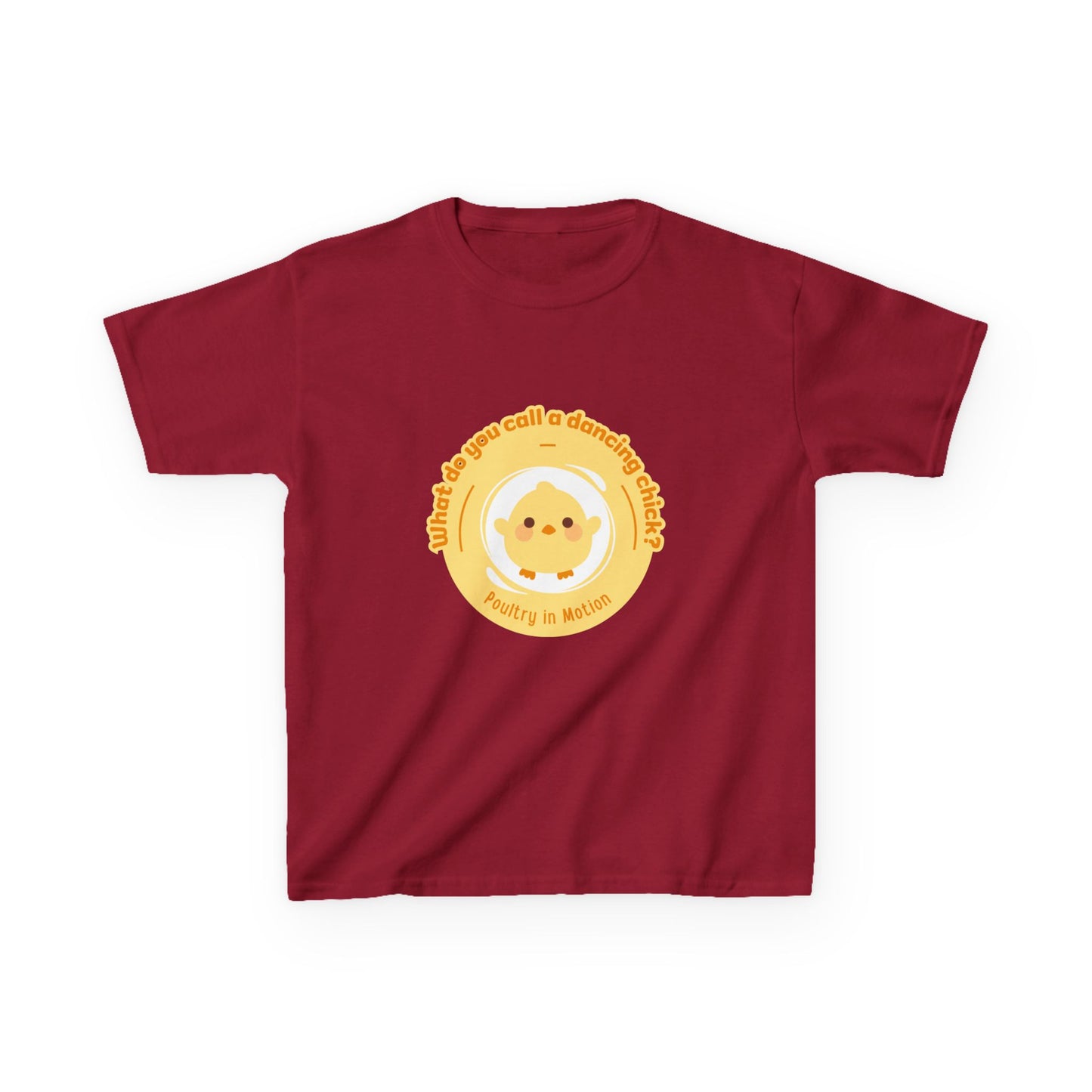 “What do you call a dancing chick? Poultry in Motion” Funny Chick Dance Tee for Kids – Cute Chicken Graphic - Youth Dance Pun T-Shirt