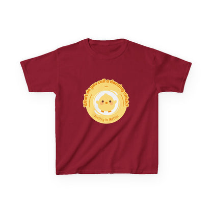 “What do you call a dancing chick? Poultry in Motion” Funny Chick Dance Tee for Kids – Cute Chicken Graphic - Youth Dance Pun T-Shirt