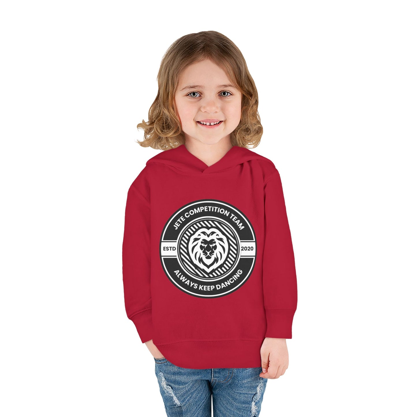 “Jeté Competition Team: Always Keep Dancing” Toddler Pullover Fleece Hoodie – Collegiate Dance Graphic |  Sweatshirt for Kids