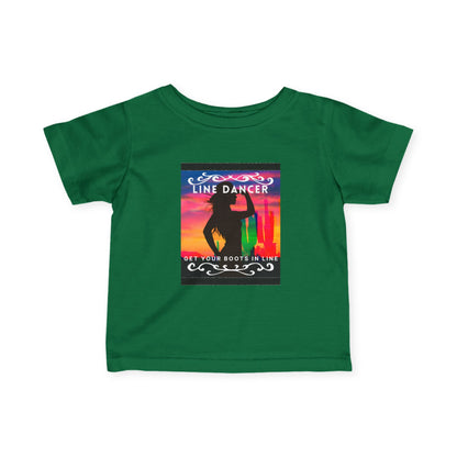"Line Dancer, Get Your Boots in Line" Western-Inspired Graphic – Infant Fine Jersey Dance Tee