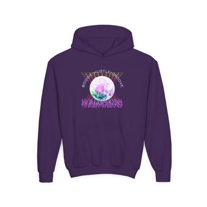 "Boogie, Hustle, Groove - Dancing" Streetwear Dance Graphic – Youth Heavy Blend Hooded Sweatshirt