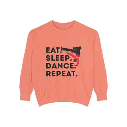 "Eat, Sleep, Dance, Repeat." Unisex Lightweight Crewneck Sweatshirt – Bold B-Boy Graphic Pullover for Hip-Hop Dancers & Street Style Fans
