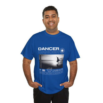"Dancer" Arabesque Beach Scene Unisex Heavy Cotton Tee – Streetwear-Inspired Ballet Dance Graphic T-Shirt