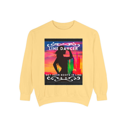 "Line Dancer, Get Your Boots in Line" Unisex Lightweight Crewneck Sweatshirt – Western Dance Graphic Pullover for Country Music & Boot Scootin’ Fans