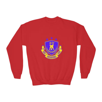 "Jeté Dance Gear" – Collegiate Style Youth Crewneck Sweatshirt | Bold Kids Dance Team Pullover