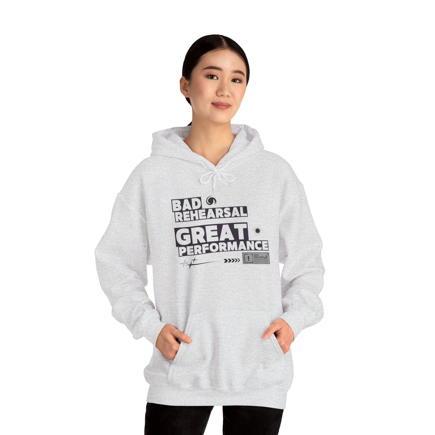 "Bad Rehearsal, Great Performance" Dance Hoodie – Unisex Heavy Blend™ Hooded Sweatshirt with Streetwear-Inspired Graphic for Performers