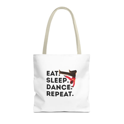 "Eat Sleep Dance Repeat" B-Boy Canvas Tote Bag – Hip-Hop Dancer Graphic Dance Tote for Everyday Use