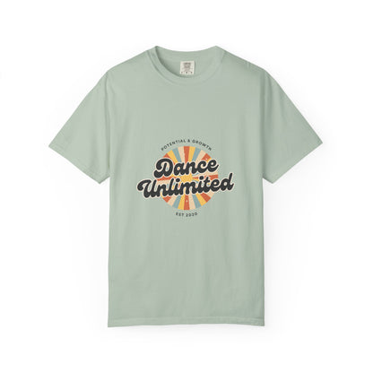"Dance Unlimited, Potential & Growth" Unisex Garment-Dyed T-Shirt – Retro-Inspired Dance Motivation Graphic Tee – Inspirational Shirt for Dancers"