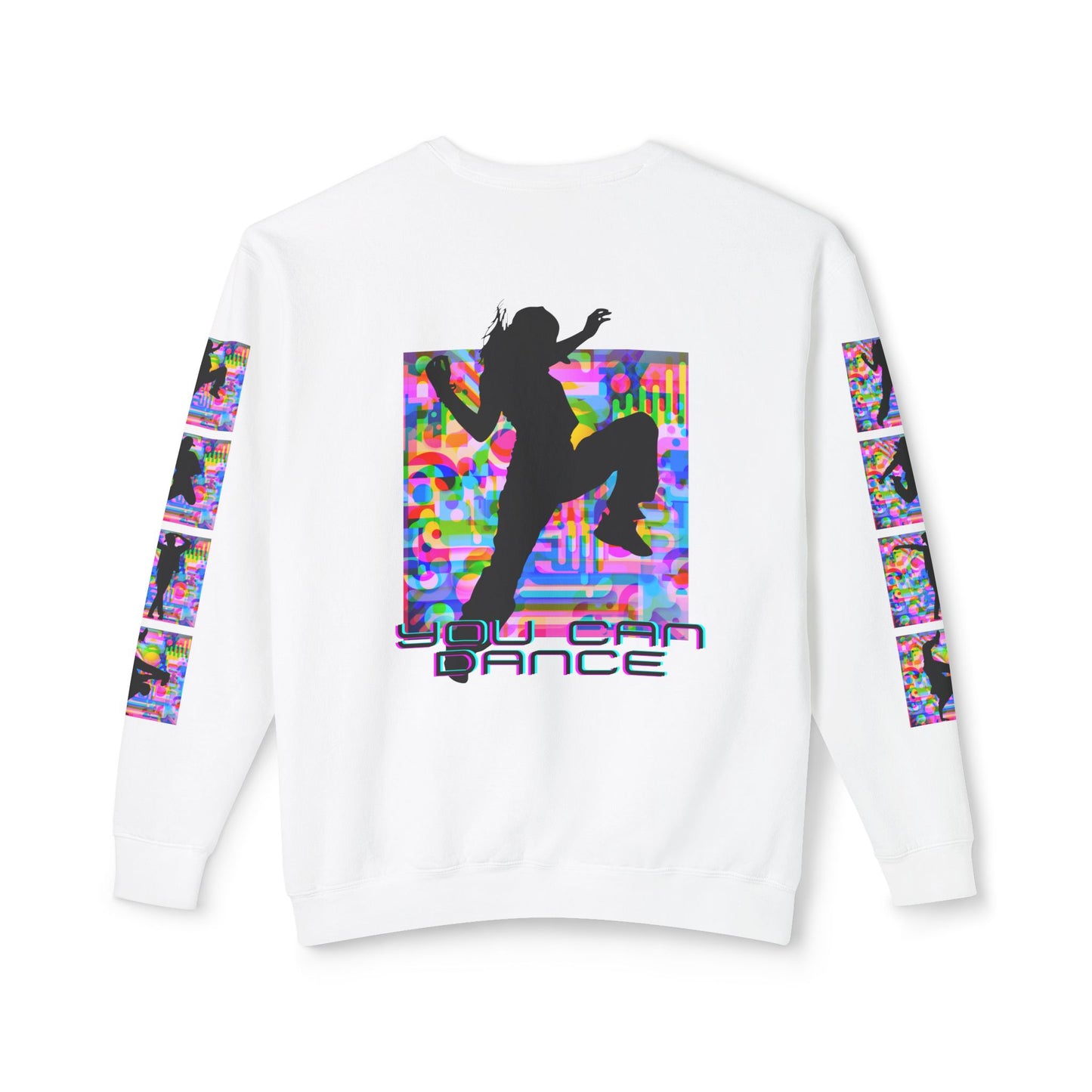 Levels Premium Collection Dance Crewneck Sweatshirt – Vibrant Unisex Streetwear Pullover with "Levels Pictures Textures" Front Text and Dancer Silhouettes on Sleeves