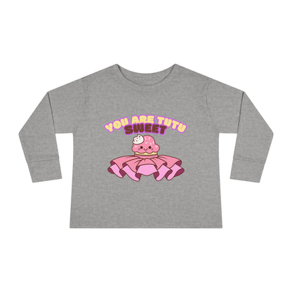 "You Are Tutu Sweet" Toddler Dance T-Shirt – Kawaii Cupcake in Tutu Graphic Long Sleeve Tee for Kids