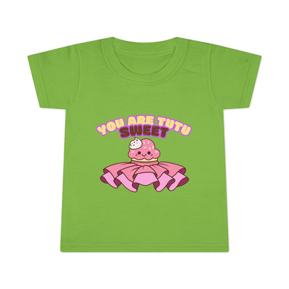 "You Are Tutu Sweet" Toddler Dance T-Shirt – Kawaii Cupcake in Tutu Graphic Short Sleeve Tee for Kids