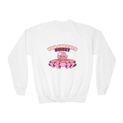 "You Are Tutu Sweet" Youth Crewneck Dance Sweatshirt – Kawaii Cupcake Graphic | Cute Ballet Themed Kids Pullover