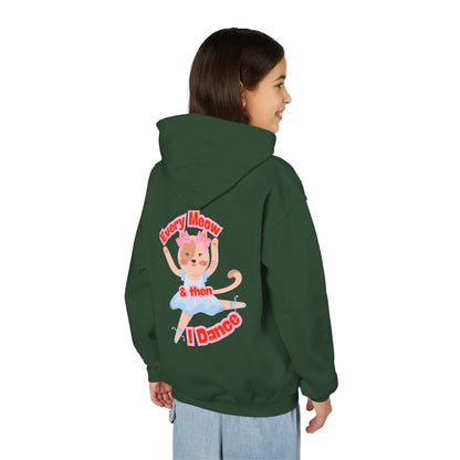 “Every Meow & Then I Dance” Adorable Dancing Cat Graphic | Cute Cat Dance Hoodie for Kids & Young Ballet Enthusiasts - Unisex Youth Hoodie