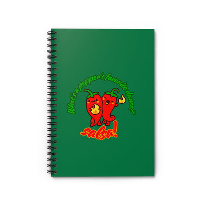 "What Is a Pepper’s Favorite Dance? Salsa!" Spiral Notebook – Funny Dance Pun Journal with Cute Pepper Graphic for Dancers & Foodie Pun Lovers
