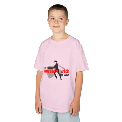 "Ain’t Nobody Messin’ With My Click" – Youth Short Sleeve Dance Tee with Tap Shoes & Tap Dancer Graphic