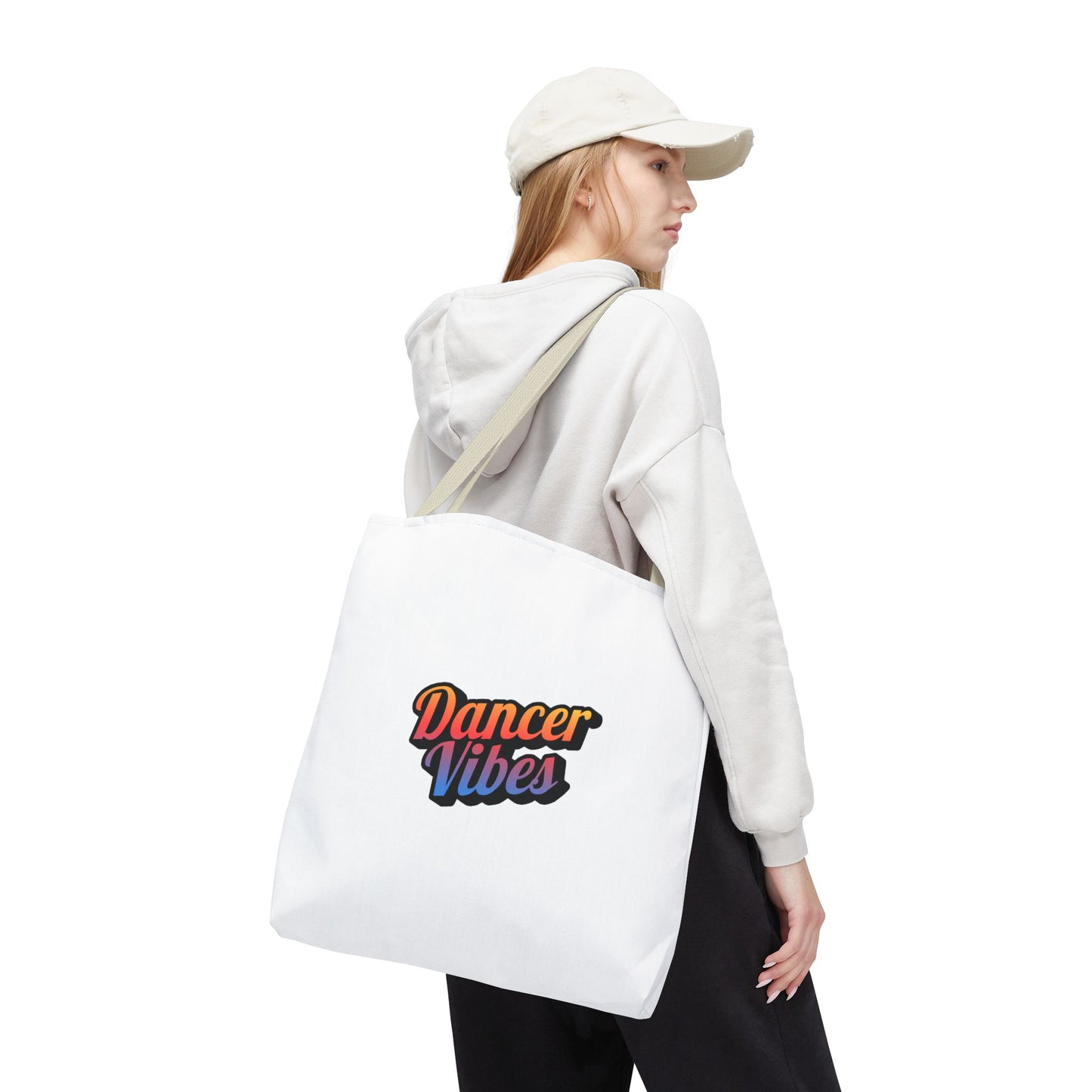 "Dancer Vibes" Canvas Tote Bag – Bold Dance-Themed Text Graphic Bag for Dancers, Students & Everyday Use