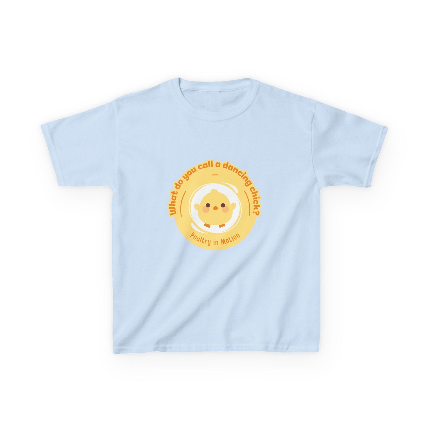 “What do you call a dancing chick? Poultry in Motion” Funny Chick Dance Tee for Kids – Cute Chicken Graphic - Youth Dance Pun T-Shirt