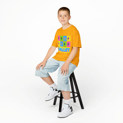 "Ballet" Youth Short Sleeve T-Shirt – Pop Art Inspired Design with Ballet Dancer Graphics – Dance Apparel for Kids