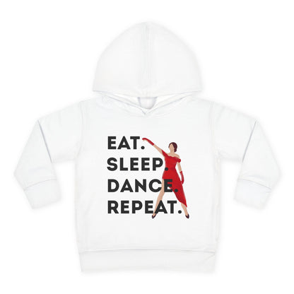 "Eat Sleep Dance Repeat" Toddler Dance Hoodie – Bold Dancer Graphic Fleece Pullover for Kids