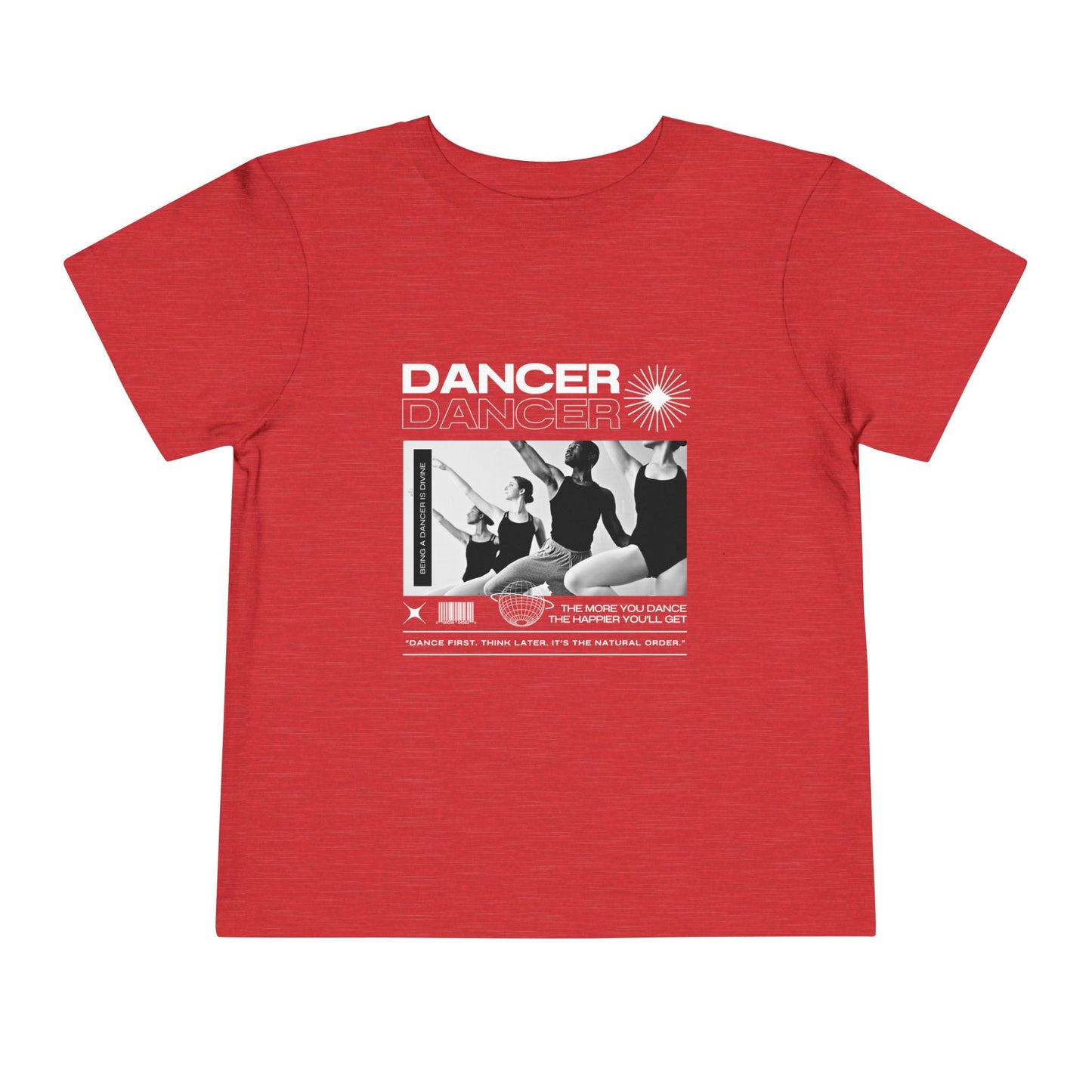 “Dancer" Toddler Short Sleeve T-Shirt – Streetwear-Inspired Ballet Barre Graphic Tee for Young Kids