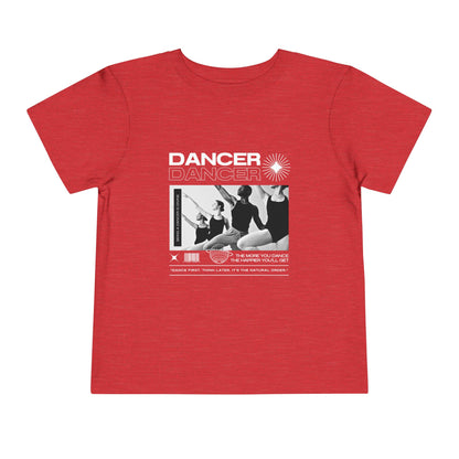 “Dancer" Toddler Short Sleeve T-Shirt – Streetwear-Inspired Ballet Barre Graphic Tee for Young Kids