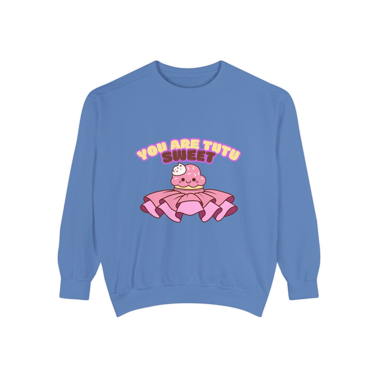 "You Are Tutu Sweet" Unisex Lightweight Crewneck Sweatshirt – Kawaii Cupcake in a Tutu Graphic Pullover for Ballet & Dance Lovers