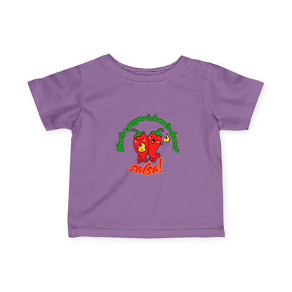 "What's a Pepper's Favorite Dance? Salsa!" Cute Dance-Themed Infant Fine Jersey Tee with Spicy Pepper Graphic – Funny Baby T-Shirt for Little Movers