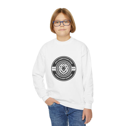 "Jeté Competition Team - Always Keep Dancing" Youth Crewneck Sweatshirt – Bold Collegiate-Inspired Dance Graphic Pullover for Kids and Teens