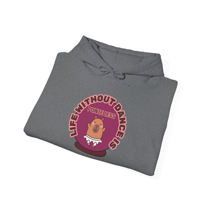 “Life Without Dance is Pointeless" Unisex Heavy Blend Hooded Sweatshirt – Cute Capybara Graphic Hoodie for Adults and Teens