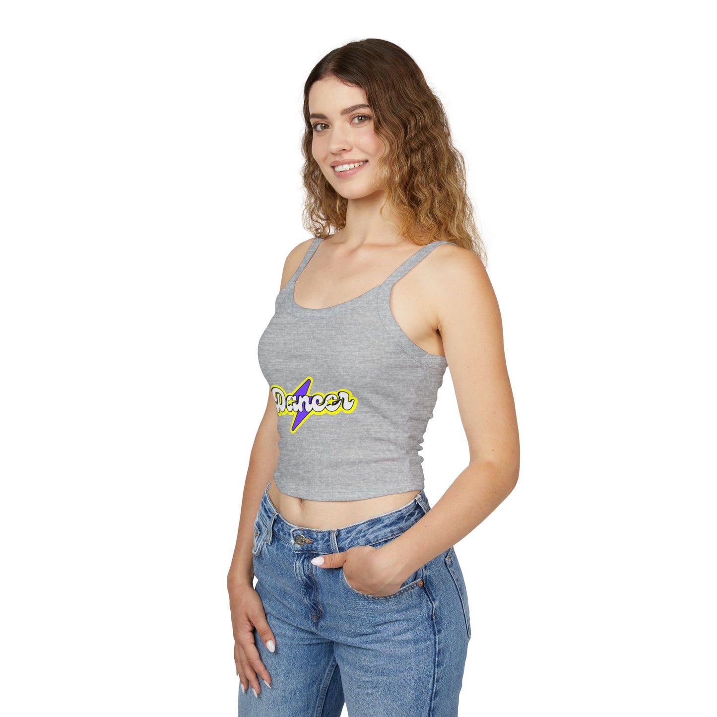 "Dancer" Women’s Spaghetti Strap Tank Top – Superhero-Inspired Dancer Graphic | Empowering Dance Apparel for Strong & Stylish Performers