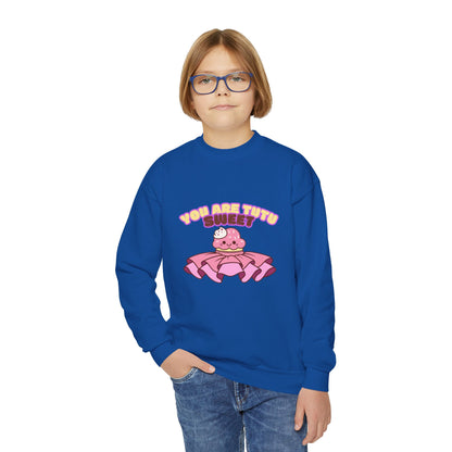 "You Are Tutu Sweet" Youth Crewneck Dance Sweatshirt – Kawaii Cupcake Graphic | Cute Ballet Themed Kids Pullover