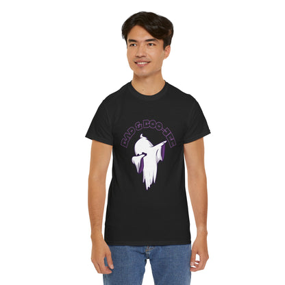 “Bad & Boo-jee” Funny Halloween Dance T-Shirt with Cute Ghost Dab Graphic - Unisex Heavy Cotton Tee