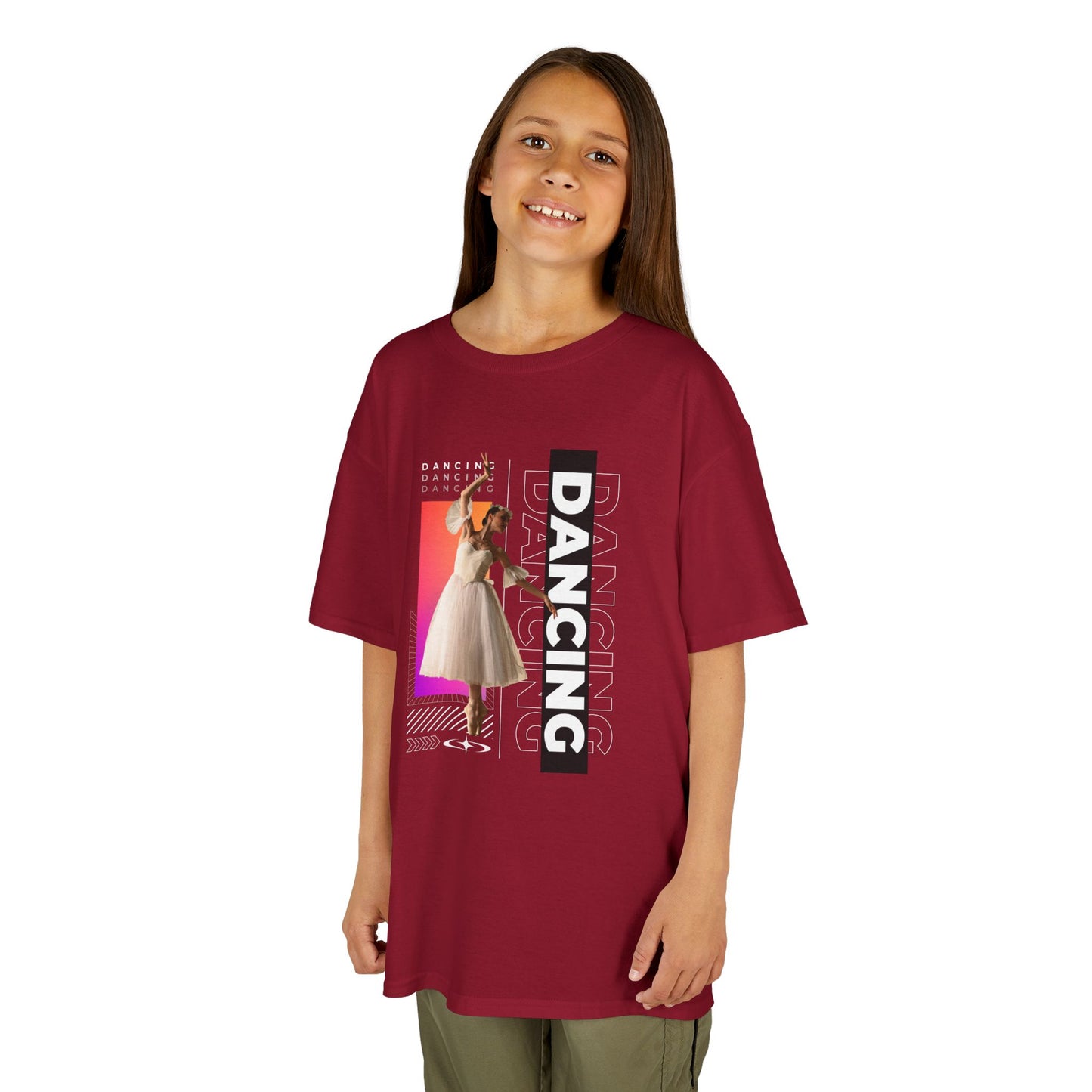 “Dancing” Youth Short Sleeve T-Shirt – Streetwear-Inspired Female Dancer Graphic – Trendy Kids Dance T-Shirt for Girls