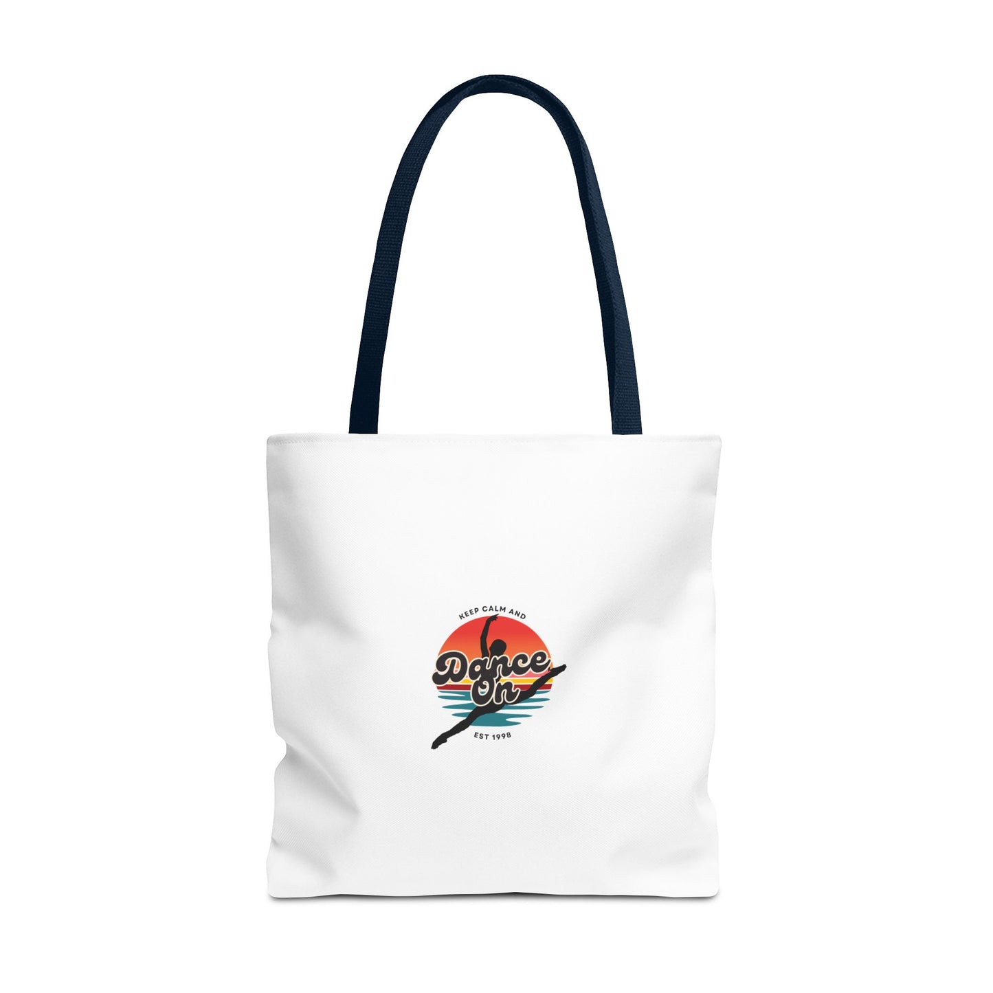 "Keep Calm and Dance On" Canvas Tote Bag – Retro Dance Graphic, Durable Shopping & Everyday Dance Bag