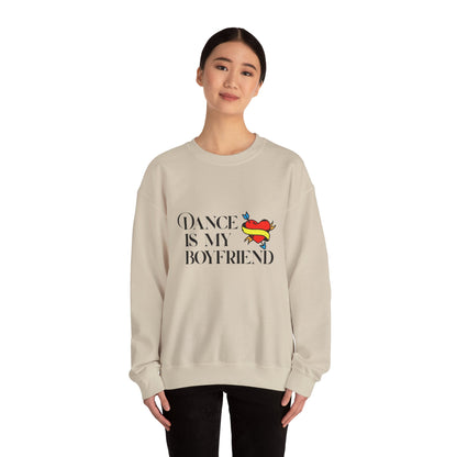 Dance Is My Boyfriend Unisex Crewneck Sweatshirt – Cute Heart Tattoo Graphic Dance Lover Pullover