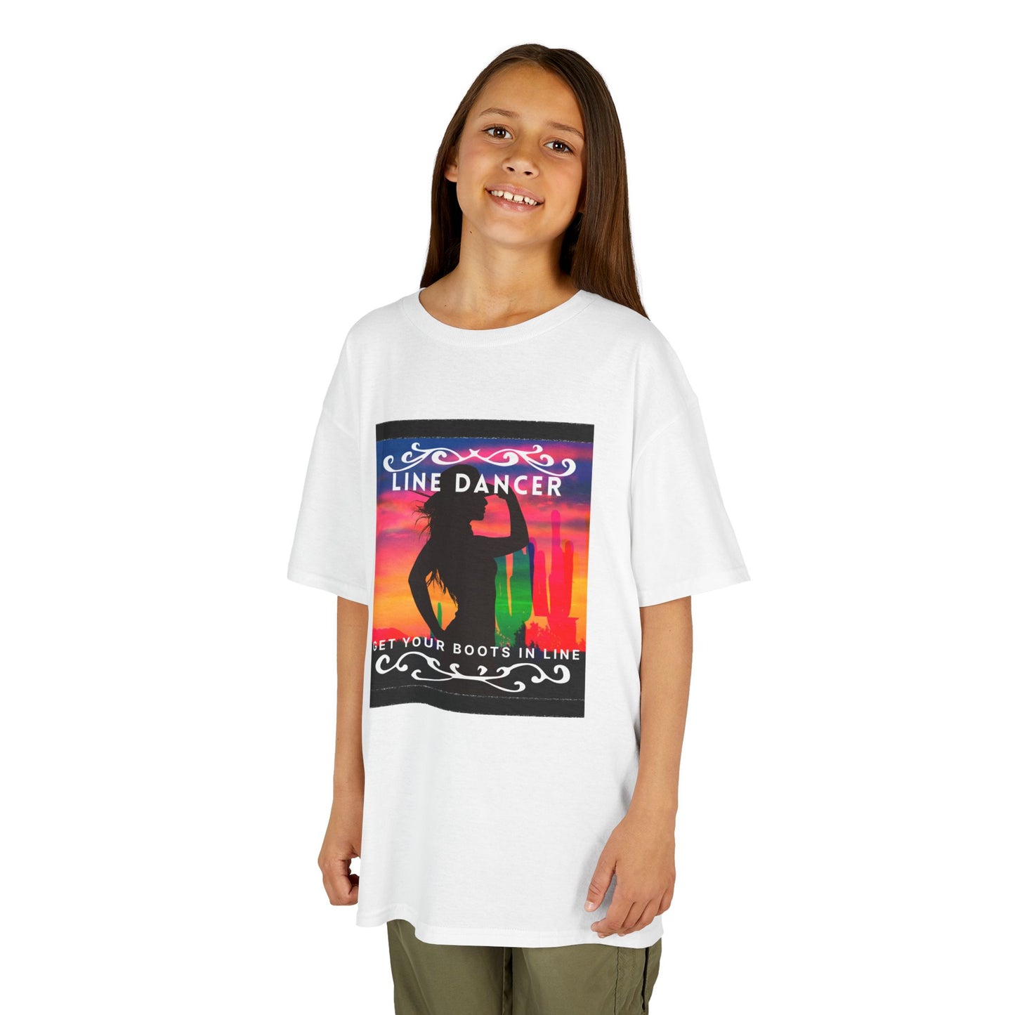 "Line Dancer – Get Your Boots in Line" Youth Short Sleeve Tee – Western-Inspired Country Dance Shirt for Kids