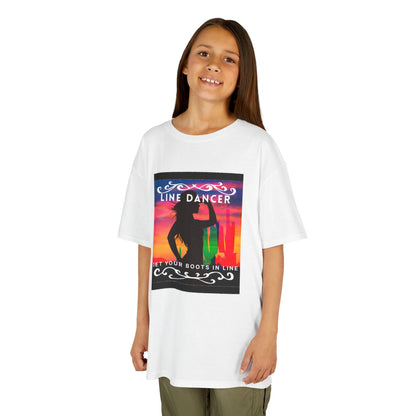 "Line Dancer – Get Your Boots in Line" Youth Short Sleeve Tee – Western-Inspired Country Dance Shirt for Kids