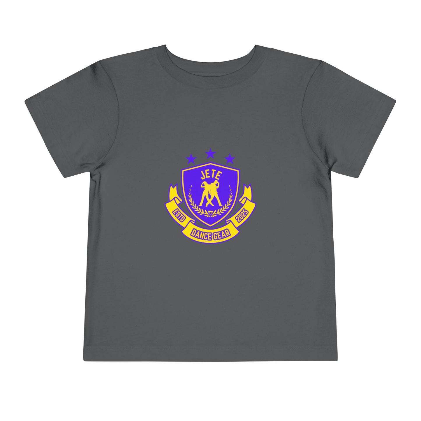 "Jeté Dance Gear" Toddler Dance T-Shirt – Collegiate-Inspired Dancer Graphic Short Sleeve Tee for Kids