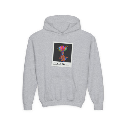 "Shake It Like a..." Youth Hooded Sweatshirt – Carnival-Inspired Samba Dancer Graphic Fleece Hoodie for Kids and Teens