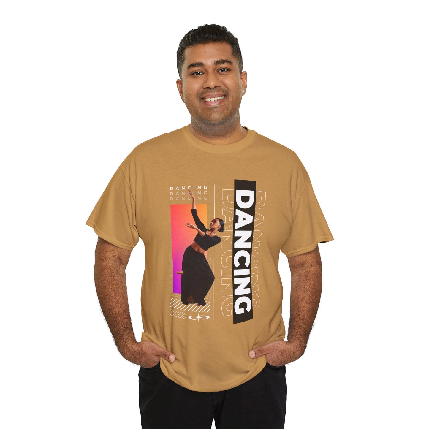 “Dancing” Streetwear-Inspired Female Dancer Unisex Heavy Cotton Tee – Urban Dance Graphic T-Shirt for Performers and Dance Lovers