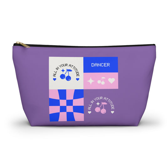 "Dancer - All in Your Attitude" Makeup Bag – Cute Retro Dance Graphic – Inspirational Dance-Themed Zipper Pouch for Cosmetics, Accessories & Gifts