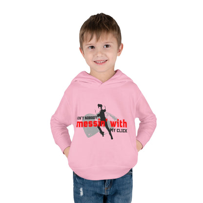 “Ain’t Nobody Messin’ With My Click” Toddler Pullover Hoodie – Tap Dance Graphic Sweatshirt with Tap Dancer Design for Kids
