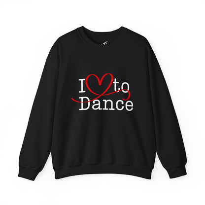 "I Love to Dance" Unisex Crewneck Sweatshirt – Dance Lover Gift with Hand-Drawn Heart Graphic