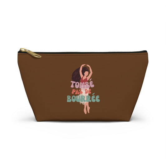 "Tombé Pas de Bourrée" Makeup Bag – Elegant Ballet Dancer Graphic – Ballet-Themed Zipper Pouch for Cosmetics, Accessories & Dance Gifts