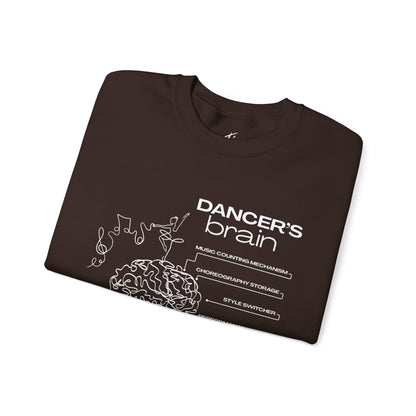 “Dancer’s Brain” Funny Dance Anatomy Sweatshirt – Unisex Heavy Blend Crewneck with Optional Name or Studio Personalization