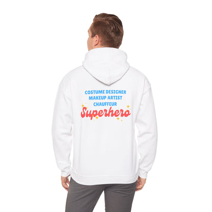 "Dance Mom" Superhero Hoodie – Floral Front Graphic & Fun Back Design | Unisex Hooded Sweatshirt for Proud Dance Parents