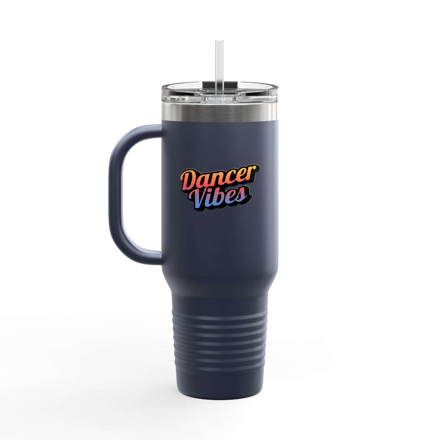 "Dancer Vibes" 40oz Insulated Travel Mug – Retro-Inspired Stainless Steel Tumbler for Dance Lovers | Hot & Cold Beverage Travel Cup with Handle and Leak-Proof Lid