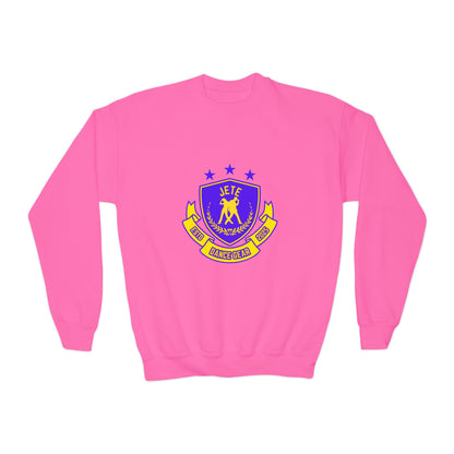 "Jeté Dance Gear" – Collegiate Style Youth Crewneck Sweatshirt | Bold Kids Dance Team Pullover